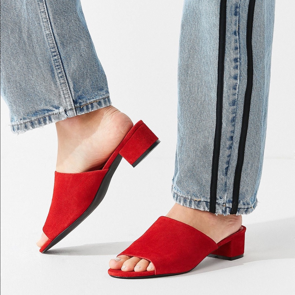 **URBAN Outfitters** Red Suede Mules Slippers
